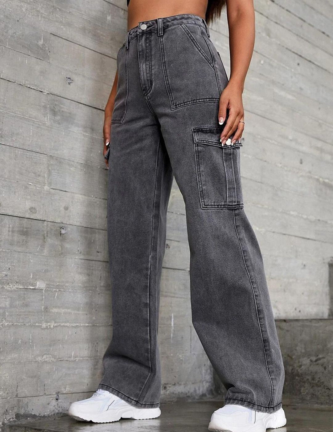 Kotty Women Grey Jean Straight Fit High Rise Light Fade Clean Look Stretchable Jeans