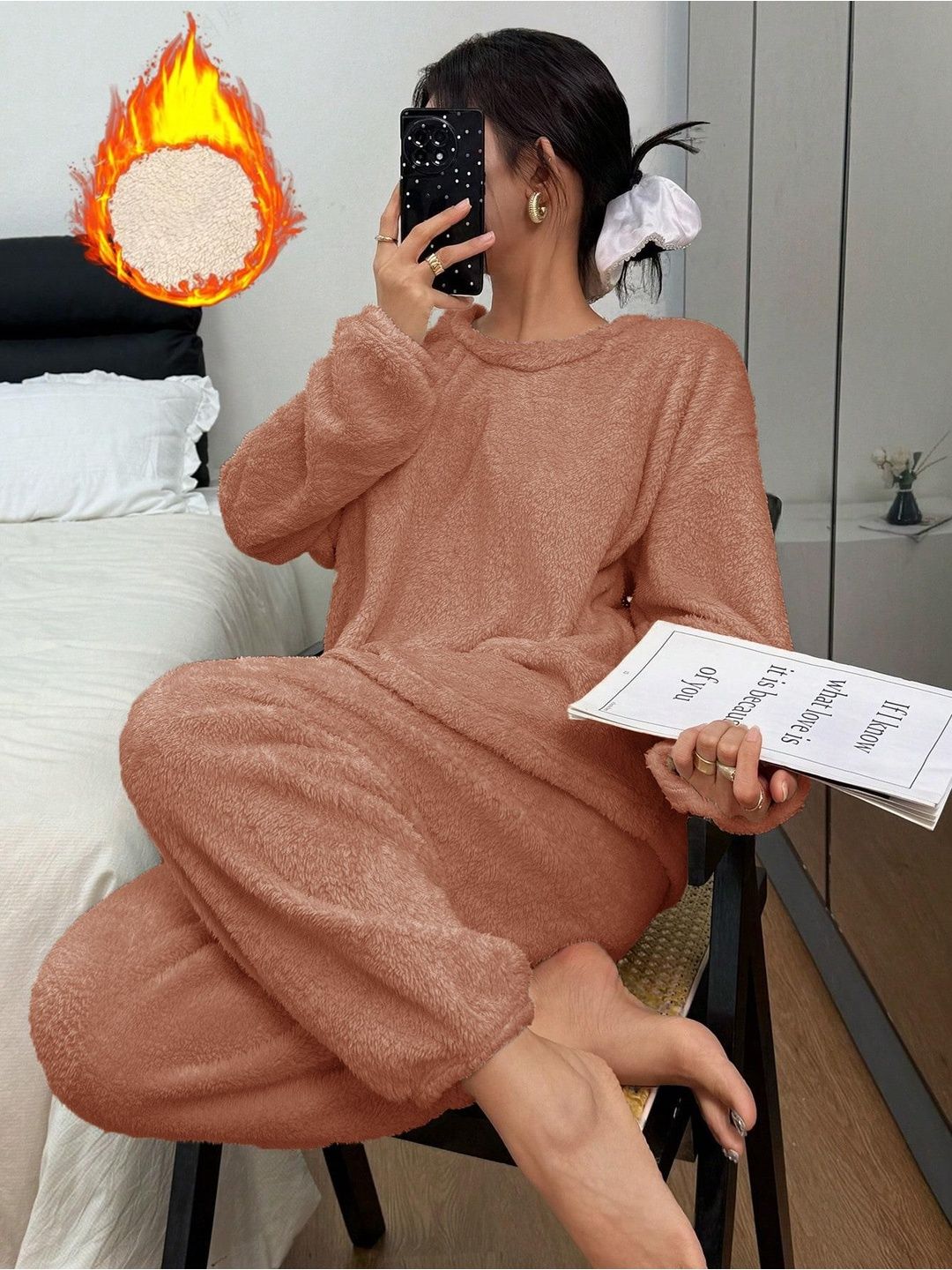 Kotty Women Round Neck Top With Pyjamas Night suits