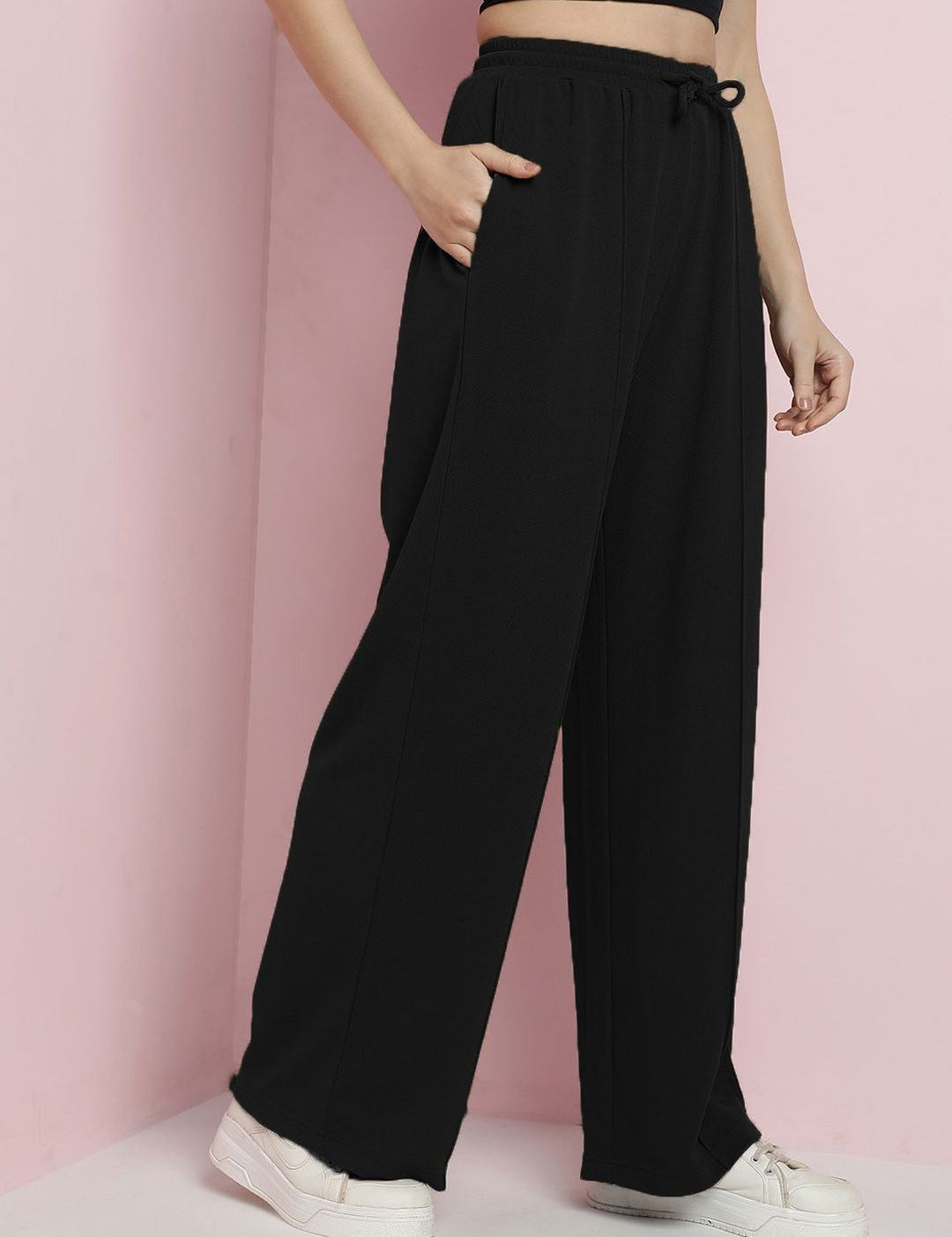 Kotty Women Solid Relaxed High-Rise Easy Wash Trousers