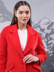 Kotty Women Printed Notched Lapel Single-Breasted Overcoat