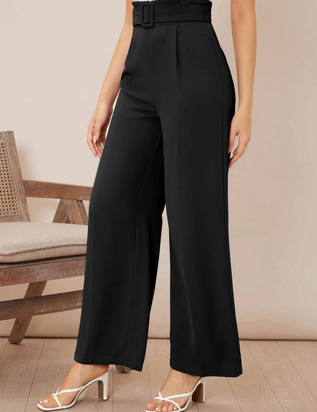 KOTTY BIZwear Women Multicoloured Relaxed Straight Fit High-Rise Easy Wash Pleated Trousers