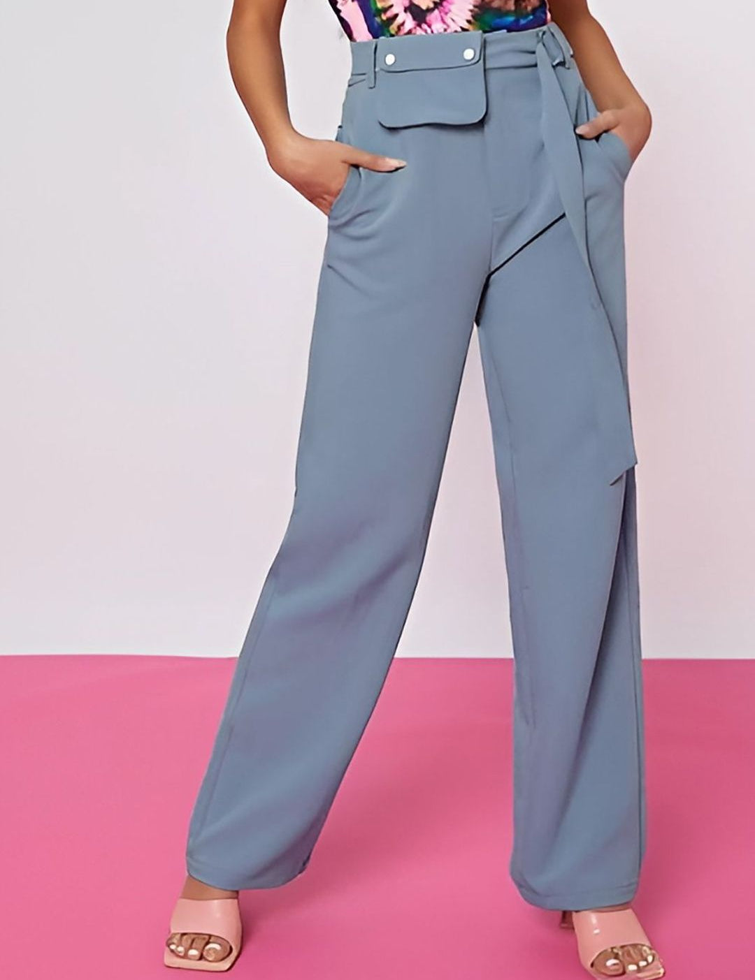 Kotty Women Relaxed Straight Fit High-Rise Easy Wash Parallel Trousers