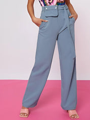 Kotty Women Relaxed Straight Fit High-Rise Easy Wash Parallel Trousers