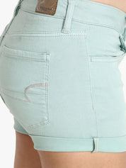 Kotty Women Blue Solid Regular Fit Denim Shorts