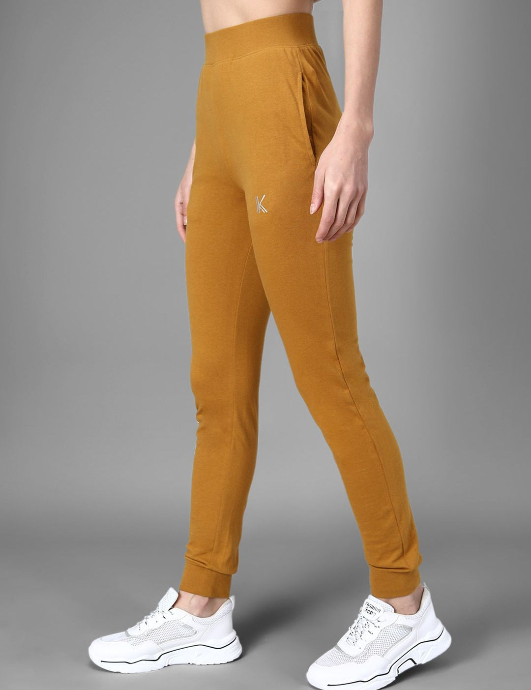 Kotty Women Mustard Yellow & White Printed Joggers