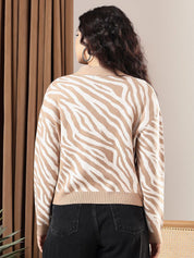 Kotty Women Animal Printed Crop Cardigan Sweaters