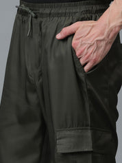 Kotty Men Relaxed Low-Rise Easy Wash Cargos Trousers