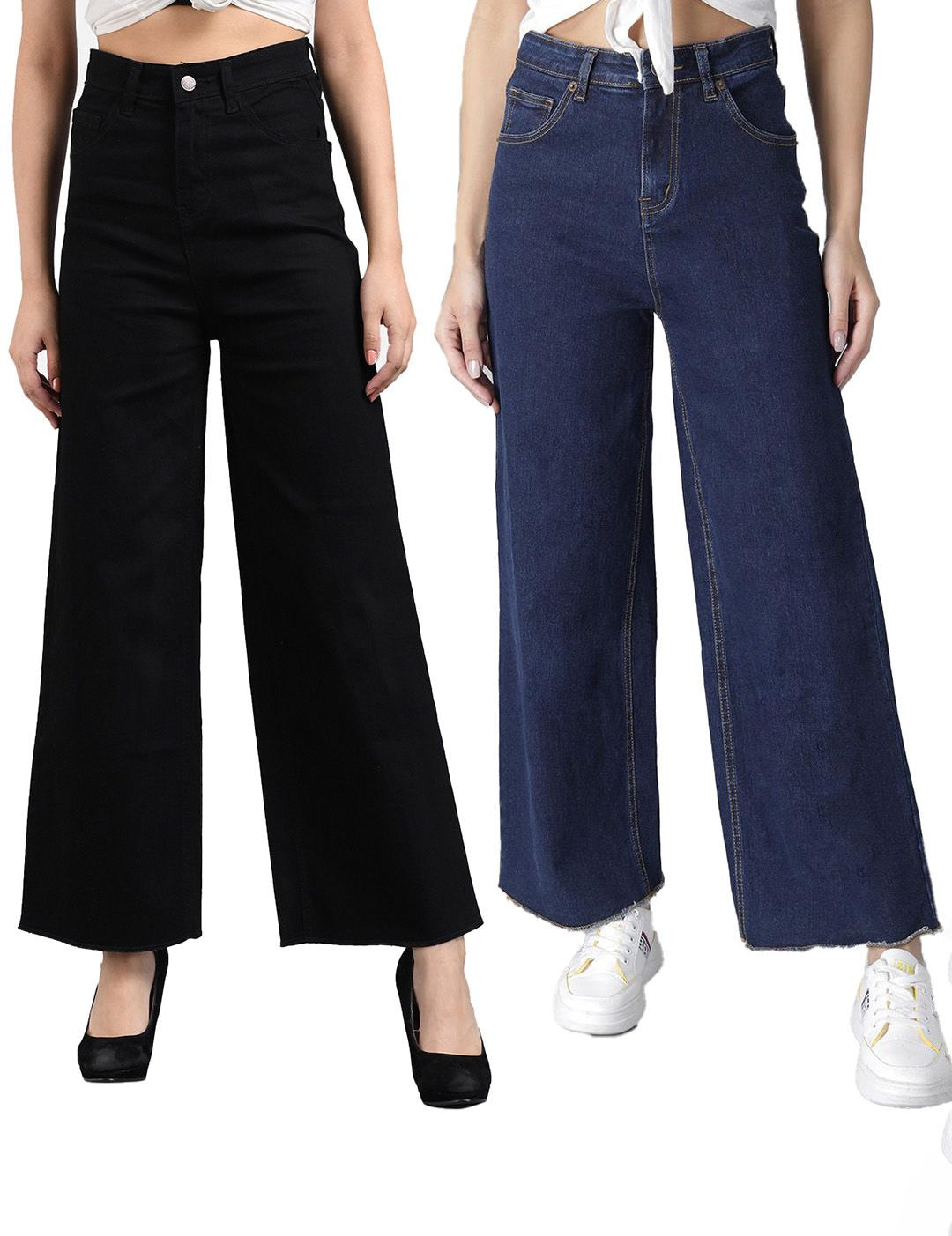 Kotty Pack Of 2 Women Flared Clean Look Stretchable Jeans