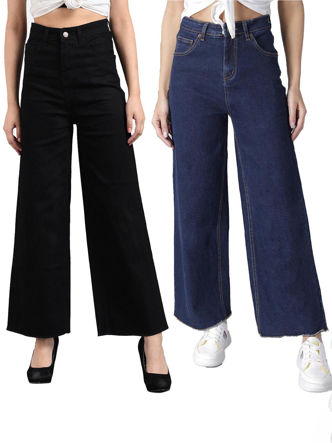 Kotty Pack Of 2 Women Flared Clean Look Stretchable Jeans