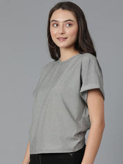 Kotty Round Neck Extended Sleeves Cotton T-shirt