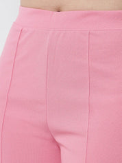 Kotty Women Pink Solid Relaxed Straight Fit Parallel Trousers