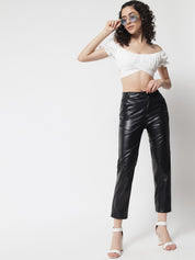 Kotty Women Black Relaxed Straight Fit Trousers