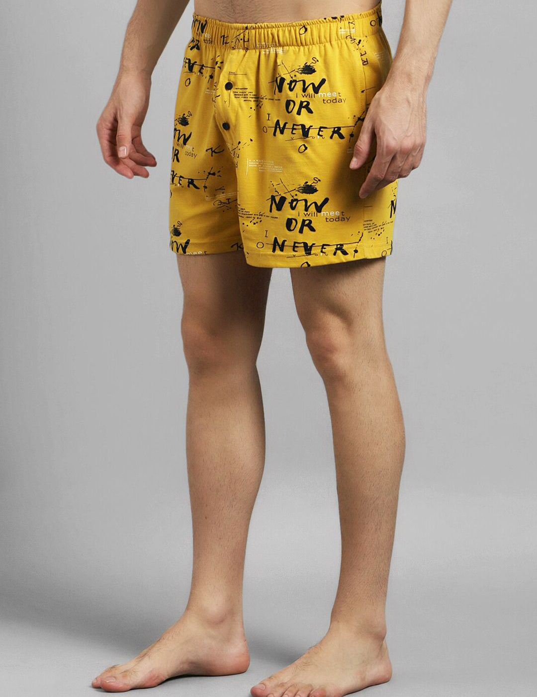 Kotty Men Yellow & Black Printed Boxers
