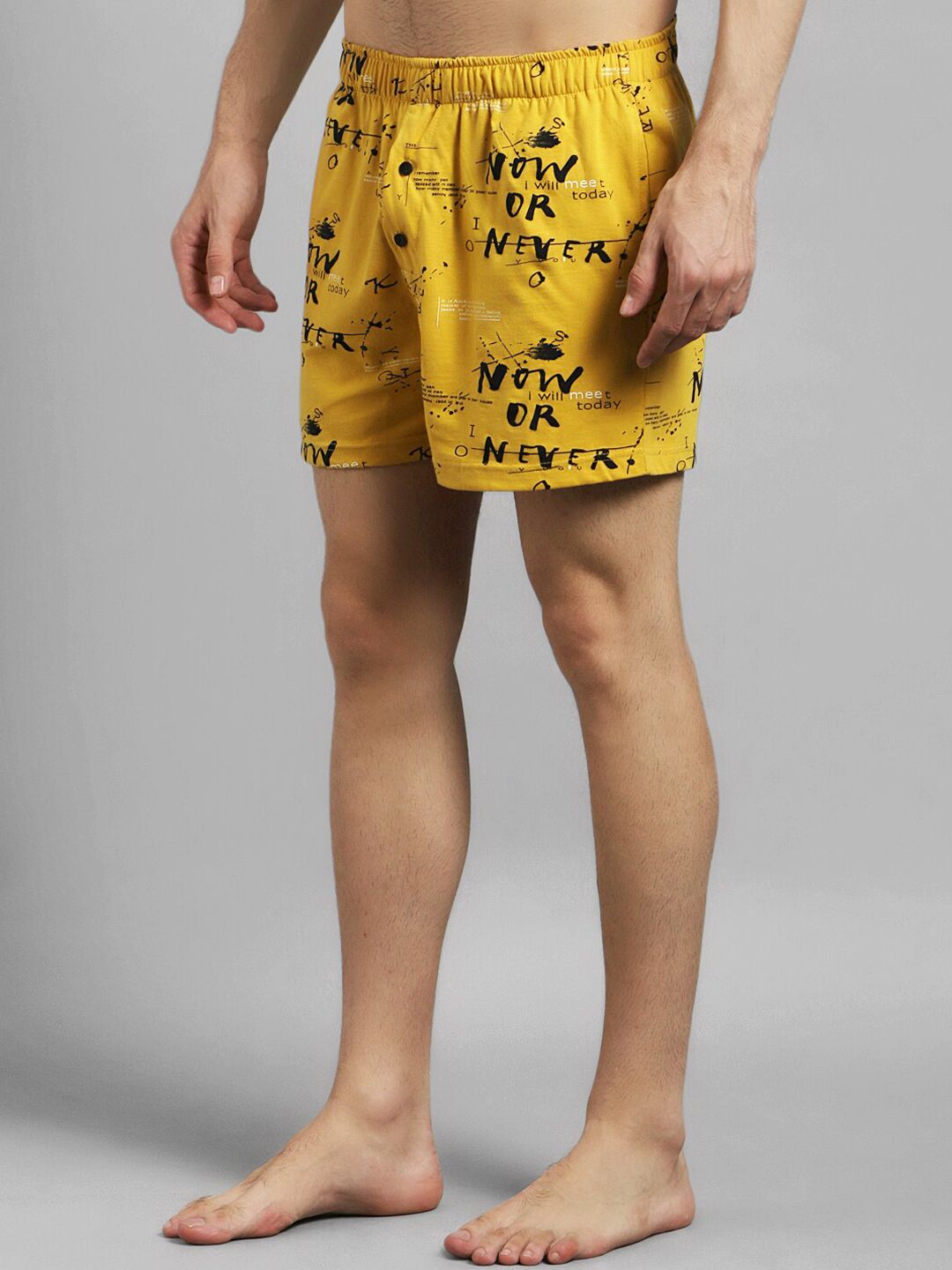 Kotty Men Yellow & Black Printed Boxers