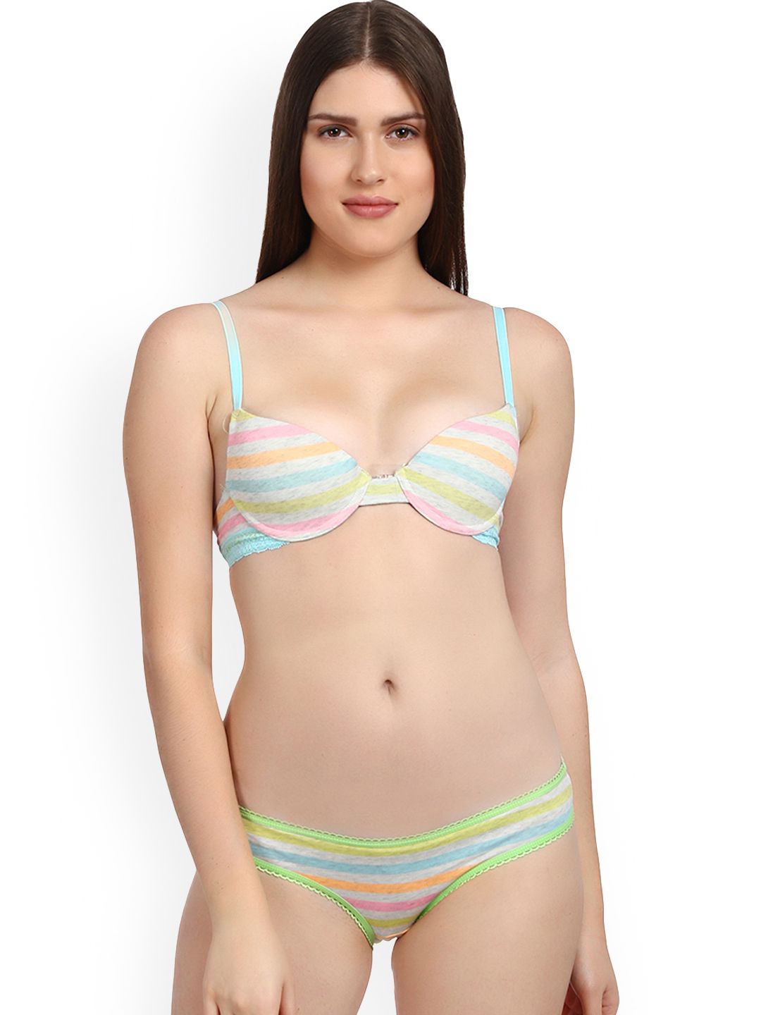 Kotty Women Multicoloured Striped Lingerie Set KTTIW131