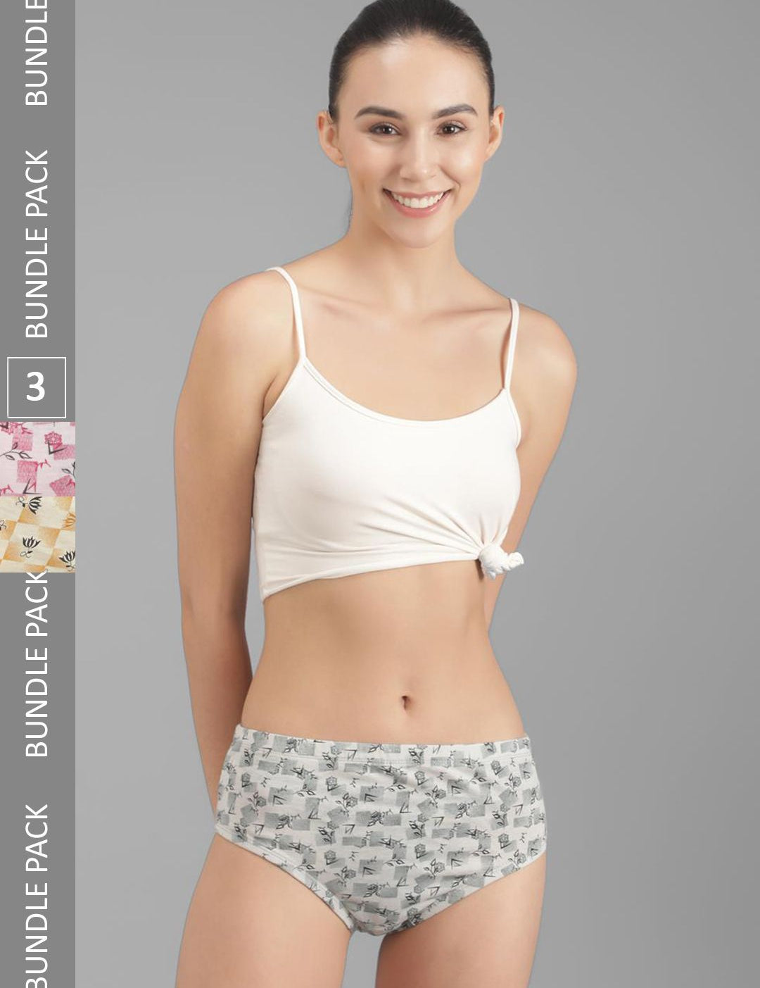 Kotty Women Pack Of 3 Floral Printed Cotton Hipster Briefs