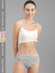 Kotty Women Pack Of 3 Floral Printed Cotton Hipster Briefs