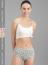 Kotty Women Pack Of 3 Floral Printed Cotton Hipster Briefs