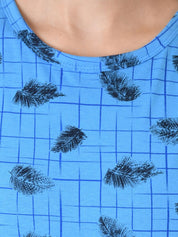 Kotty Women Blue Printed Round Neck T-shirt