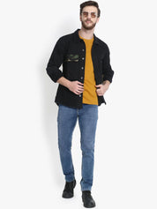 Kotty Men Black Solid Lightweight Denim Jacket