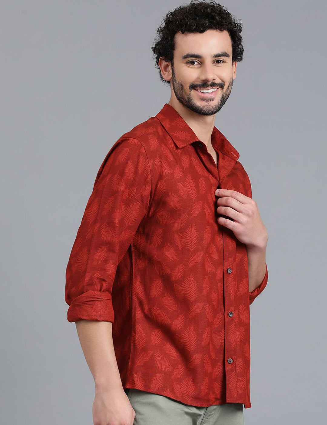 Kotty Men Spread Collar Tropical Printed Casual Shirt
