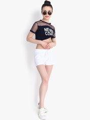 Kotty Women White Self Design Regular Fit Regular Shorts