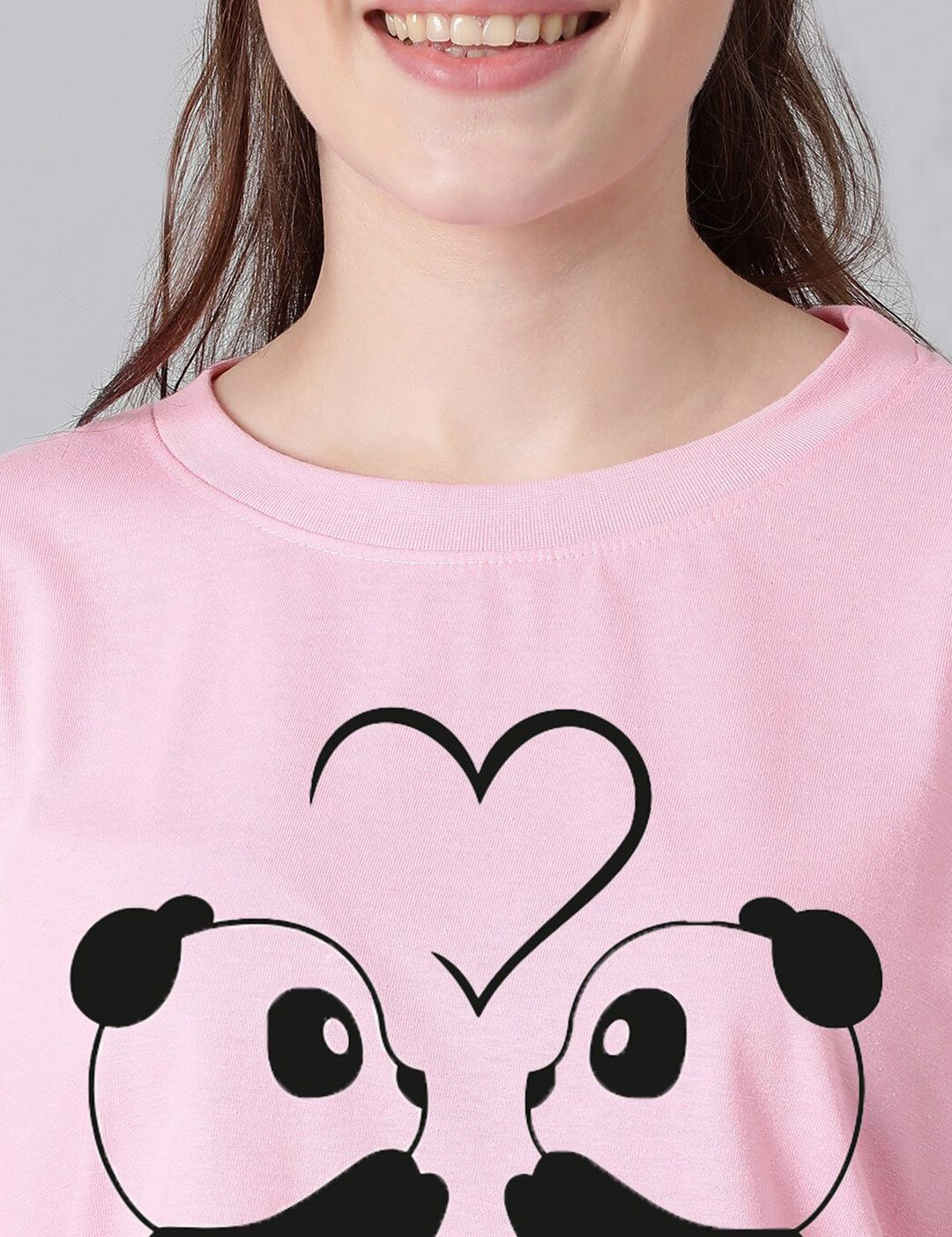 KOTTY Basics Panda Printed Drop Shoulder Sleeves Oversized T-shirt