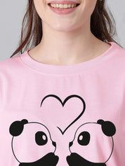 KOTTY Basics Panda Printed Drop Shoulder Sleeves Oversized T-shirt