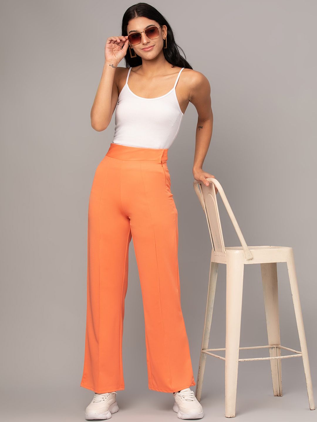 Kotty Pack Of 2 Women Relaxed Straight Leg Straight Fit High-Rise Trousers