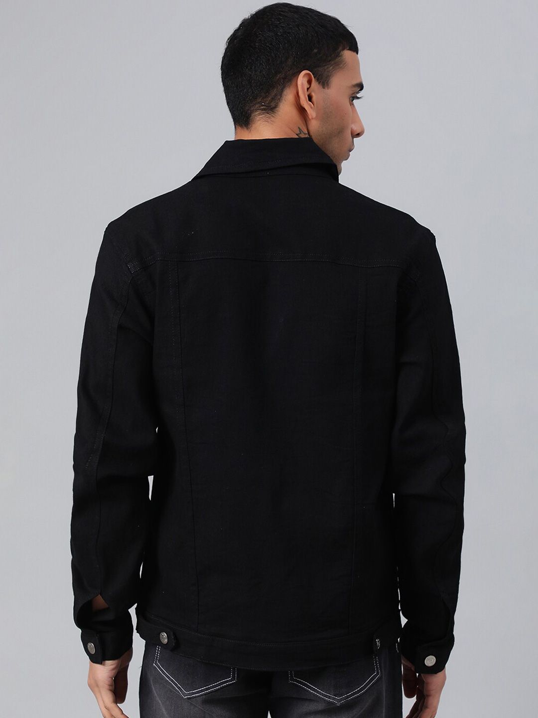 Kotty Black Spread Collar Denim Jacket