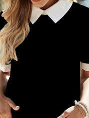 Kotty Black Shirt Collar Regular Top