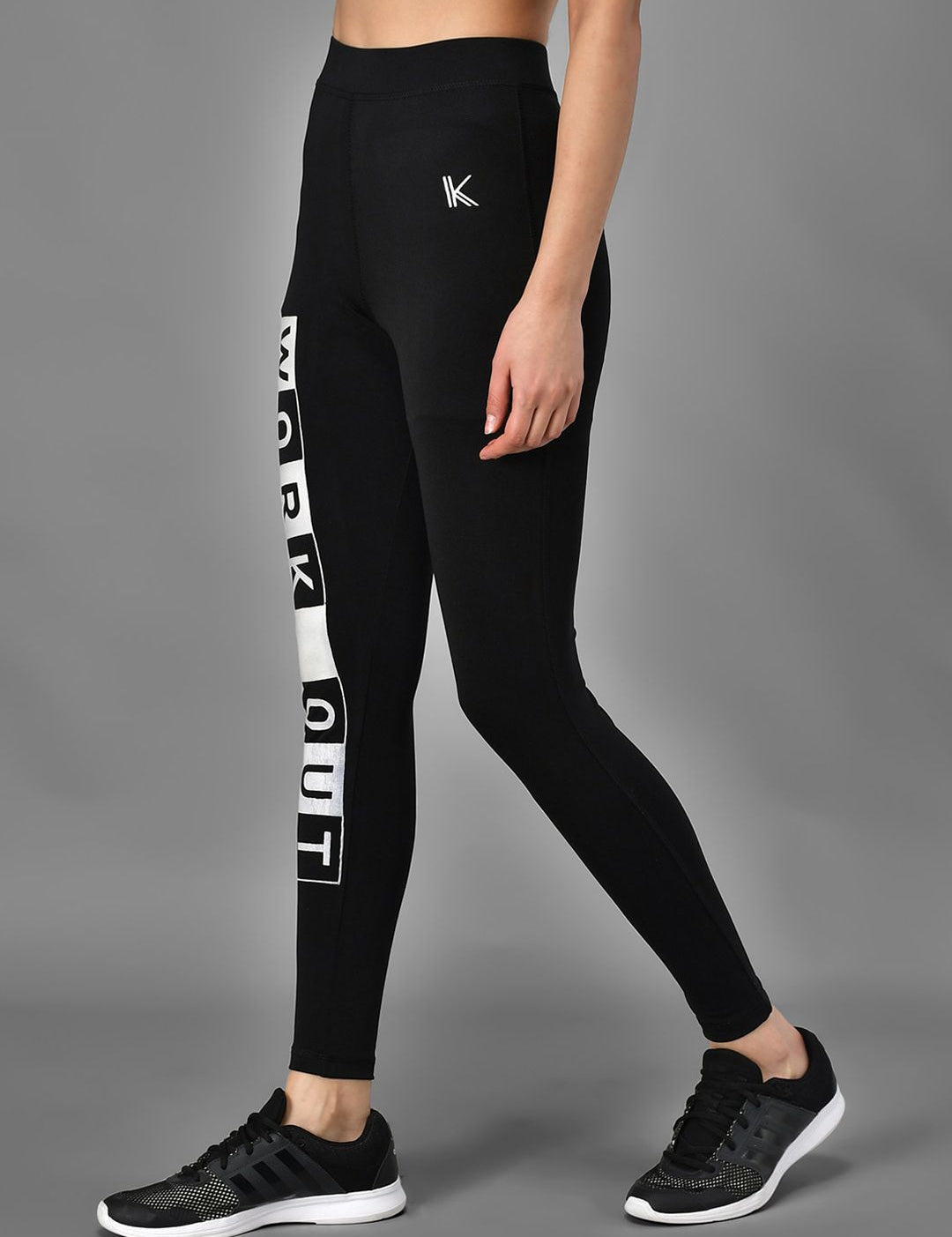 Kotty Women Black Printed Training Or Gym Tights