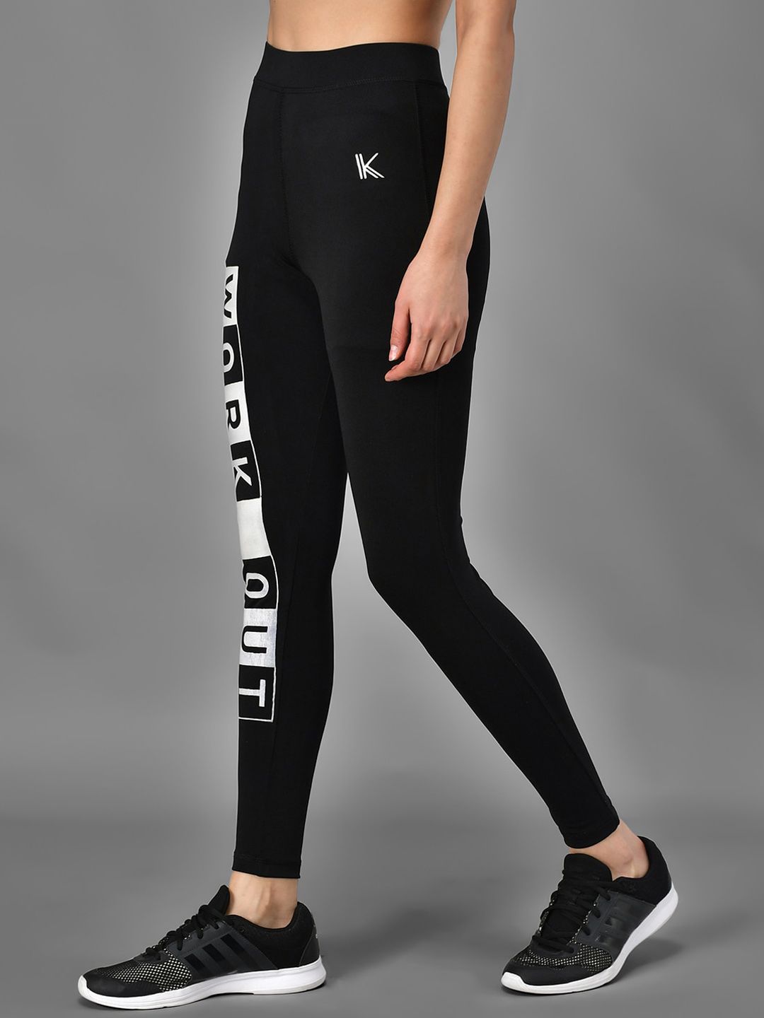 Kotty Women Black Printed Training Or Gym Tights