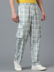 Kotty Men Checked Relaxed Low-Rise Easy Wash Trousers