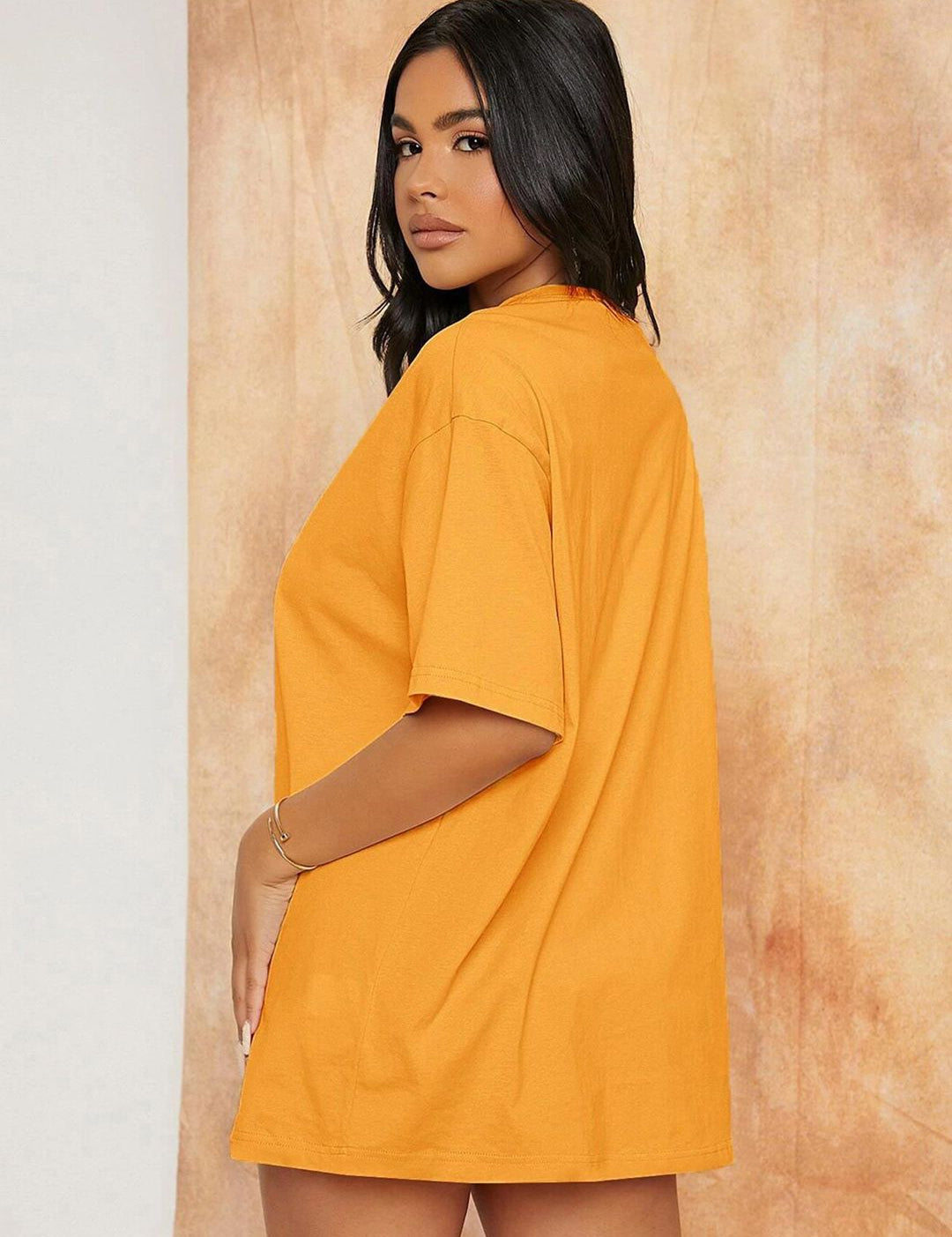 KOTTY Basics Round Neck Drop-Shoulder Sleeves Oversized Fit Cotton T-Shirt