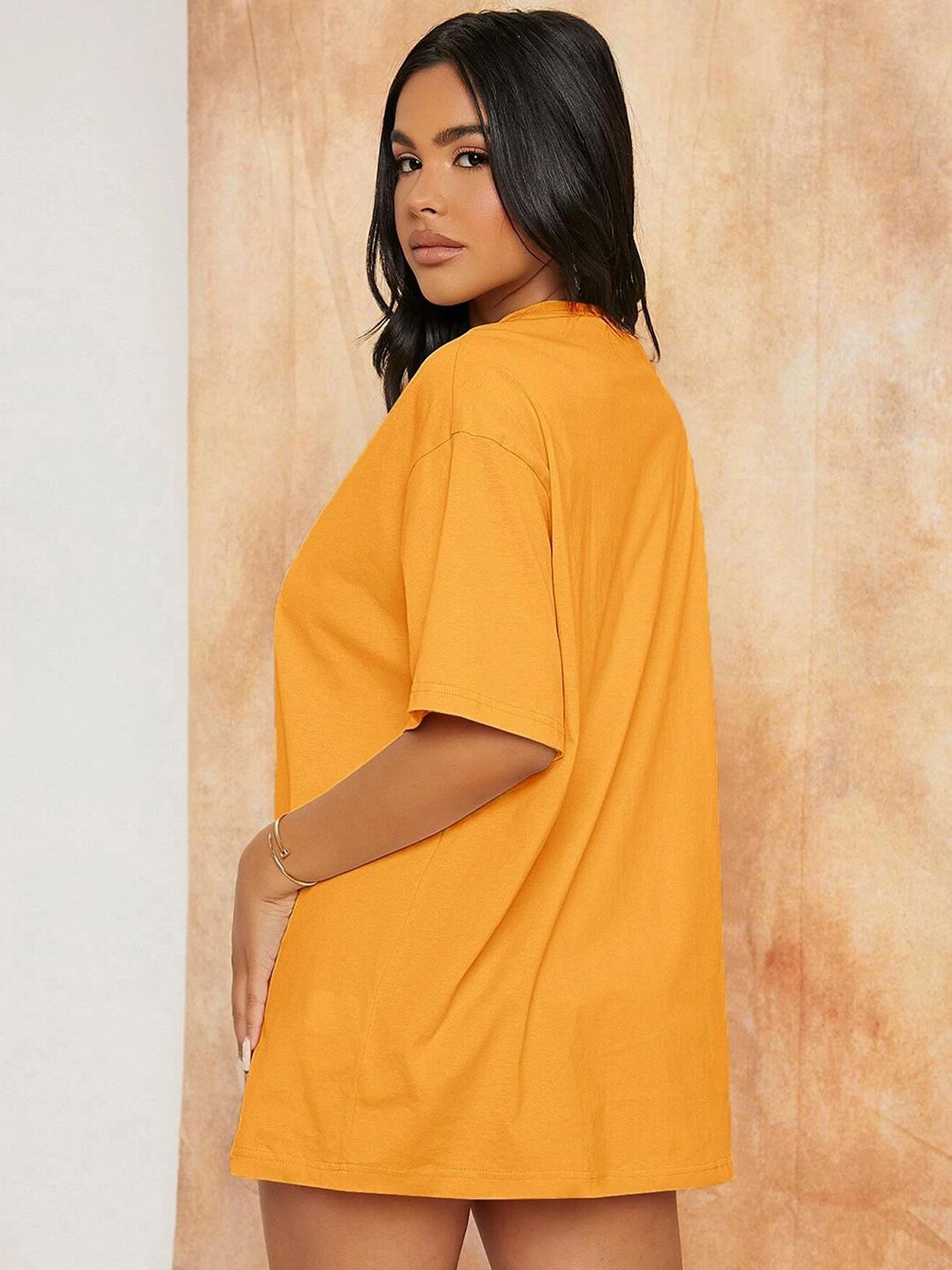 KOTTY Basics Round Neck Drop-Shoulder Sleeves Oversized Fit Cotton T-Shirt