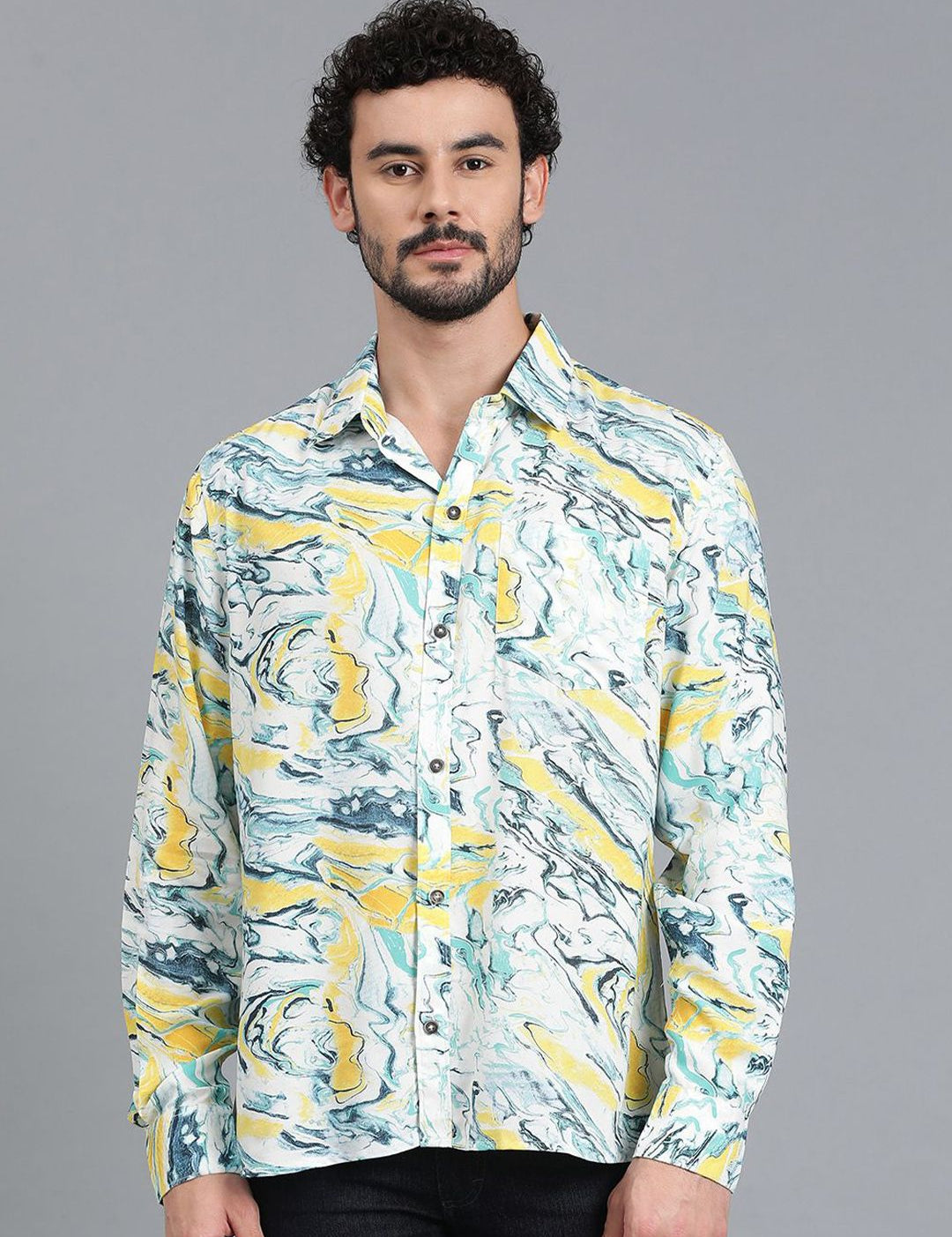 Kotty White Abstract Printed Casual Shirt
