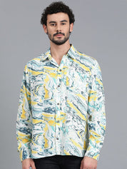 Kotty White Abstract Printed Casual Shirt