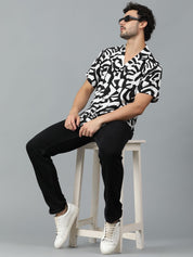 Kotty Men Abstract Printed Cuban Collar Casual Shirt
