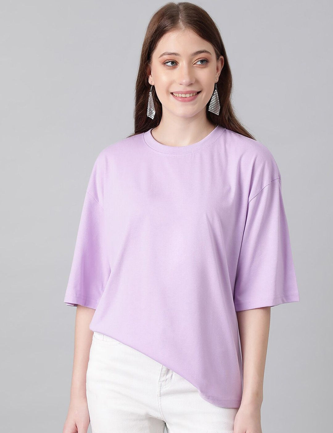 KOTTY Basics Basics Round Neck Drop-Shoulder Sleeves Oversized T-shirt
