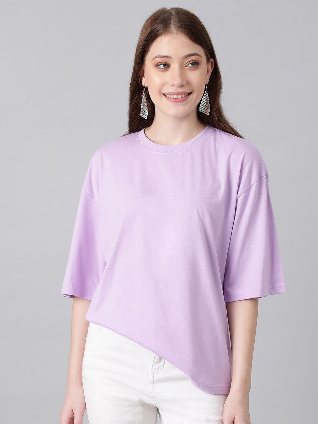 KOTTY Basics Basics Round Neck Drop-Shoulder Sleeves Oversized T-shirt