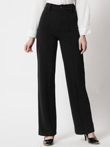 CURVE BY KOTTY BIZwear Women Relaxed Straight Fit High-Rise Easy Wash Pleated Trousers