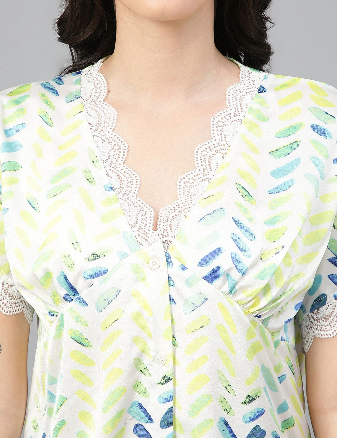 Kotty Floral Printed Satin Night Suit