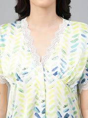 Kotty Floral Printed Satin Night Suit