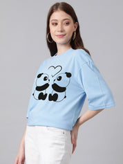 KOTTY Basics Panda Printed Oversized T-shirt