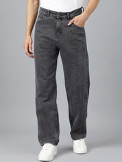 Kotty Men Charcoal Jean Fit Low-Rise Heavy Fade Stretchable Jeans