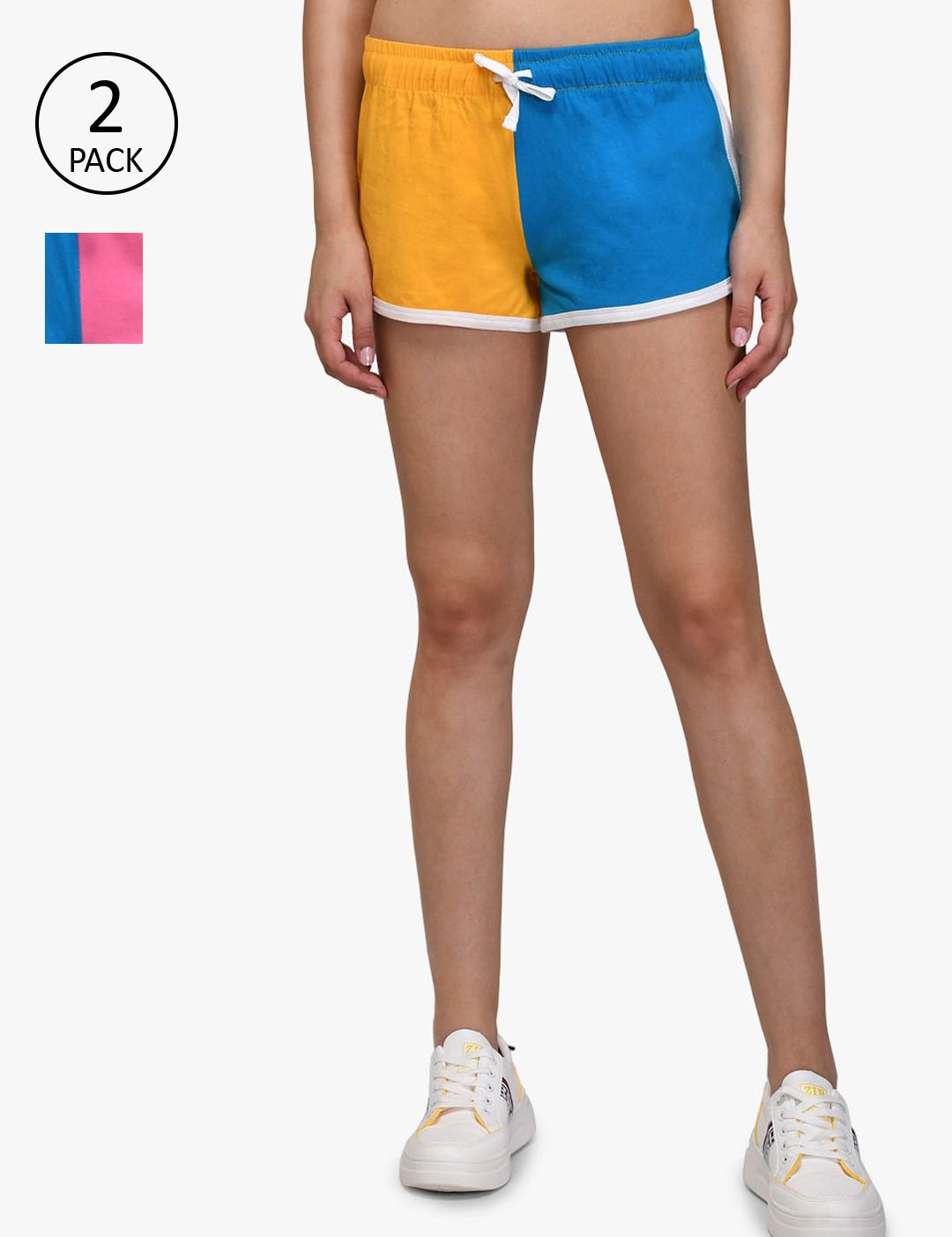 Kotty Women Pack of 2 Colourblocked Hot Pants
