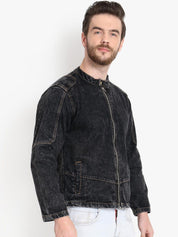 Kotty Men Black Solid Denim Jacket