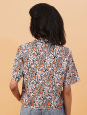 Kotty Black Floral Printed Casual Shirt