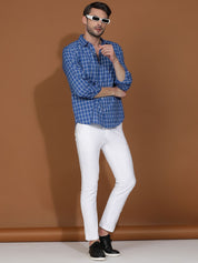 Kotty New Grid Tattersall Checks Spread Collar Casual Shirt